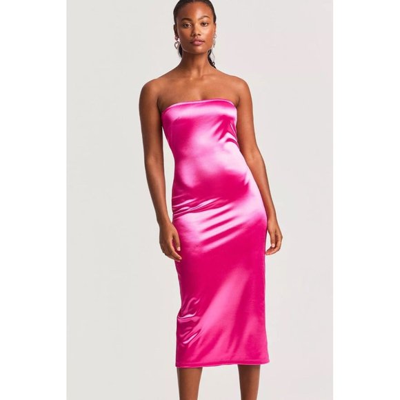 Ultimate Sexy LoveShackFancy Fuchsia Hot Pink Perfect Strapless Dress - Picture 1 of 6